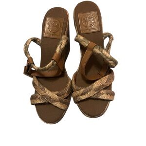 Tory Burch Tan Espadrille Wedges